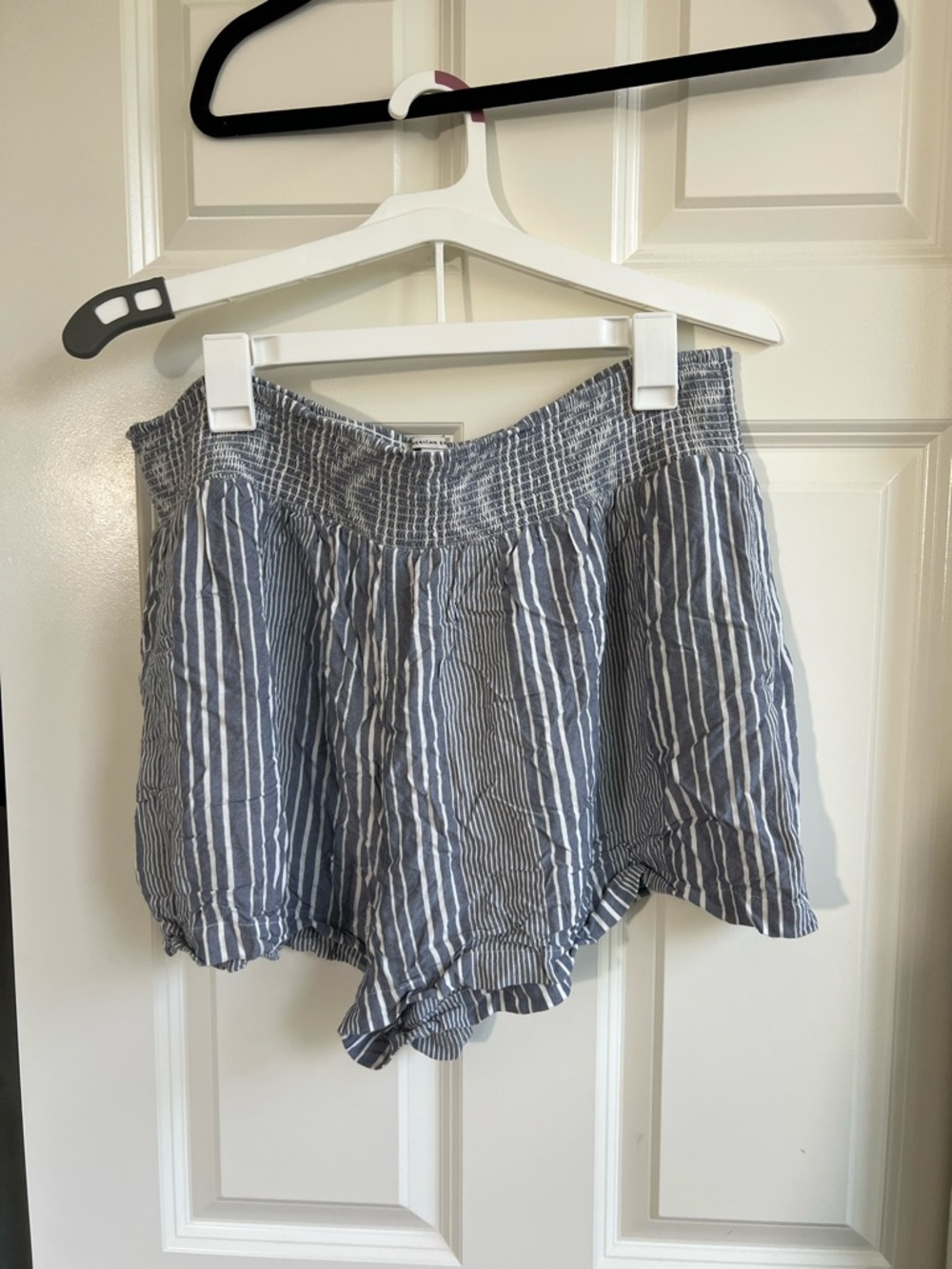 American Eagle Outfitters Blue and White Smocked Shorts